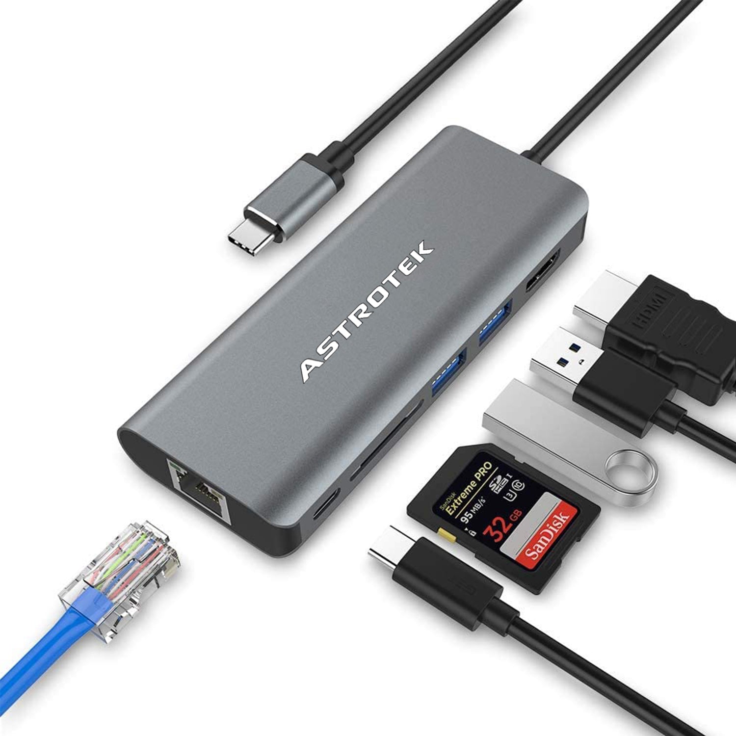 Astrotek USB-C Dock 6-in-1 Multiport Hub/Docking Station with 60W Power 1xHDMI 4K GLAN 2xUSB3.0 Card Reader for HP Lenovo Asus MacBook Chromebook Astrotek USB-C Dock 6-in-1 Multiport Hub/Docking Station with 60W Power 1xHDMI 4K GLAN 2xUSB3.0 Card Reader for HP Lenovo Asus MacBook Chromebook